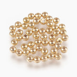 Brass Spacer Beads, Nickel Free, Real 18K Gold Plated, Round, 3mm, Hole: 1mm, 50pc/Set