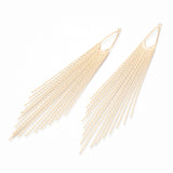 Brass Big Pendants, Tassel Pendant, Lead Free, Nickel Free, Real 18K Gold Plated, 125x13x1mm, Hole: 1.5mm, 2pc/Set