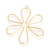 Brass Big Pendants, Nickel Free, Real 18K Gold Plated, Flower, 55~59x49x1mm, Hole: 2.5mm, 2pc/Set