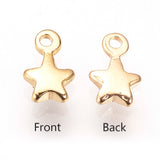 Brass Charms, Nickel Free, Real 18K Gold Plated, Star, 7x4.5x1.5mm, Hole: 1mm, 20pc/Set