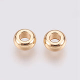 Brass Spacer Beads, Nickel Free, Real 18K Gold Plated, Donut, 7x3.5mm, Hole: 3mm, 20pc/Set