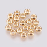 Brass Spacer Beads, Nickel Free, Real 18K Gold Plated, Donut, 7x3.5mm, Hole: 3mm, 20pc/Set