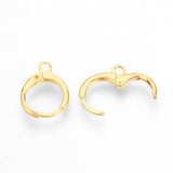 Brass Huggie Hoop Earring Findings, with Loop, Golden, 15x11.5x2mm, Hole: 2mm, Pin: 1mm, 10pc/Set