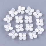 Cellulose Acetate(Resin) Bead Caps, 4-Petal, Flower, White, 14x14x6mm, Hole: 1.2mm, 20pc/Set