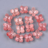 Cellulose Acetate(Resin) Bead Caps, 4-Petal, Flower, Salmon, 14x14x6mm, Hole: 1.2mm, 20pc/Set