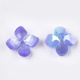 Cellulose Acetate(Resin) Bead Caps, End Caps for Jewelry Making, 4-Petal, Flower, Slate Blue, 14x14x6mm, Hole: 1.2mm, 20pcs/Set