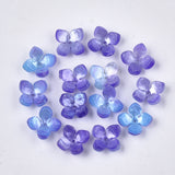 Cellulose Acetate(Resin) Bead Caps, End Caps for Jewelry Making, 4-Petal, Flower, Slate Blue, 14x14x6mm, Hole: 1.2mm, 20pcs/Set