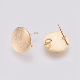 Brass Ear Stud Findings, for DIY Earring Making, with Loop, Flat Round, Nickel Free, Real 18K Gold Plated, 12mm, Hole: 2mm, pin: 0.5mm, 4pcs/Set