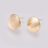 Brass Ear Stud Findings, for DIY Earring Making, with Loop, Flat Round, Nickel Free, Real 18K Gold Plated, 12mm, Hole: 2mm, pin: 0.5mm, 4pcs/Set