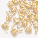 Brass Charms, Real 18K Gold Plated, Coconut Tree, 14.5x9x3.5mm, Hole: 1mm, 5pc/Set