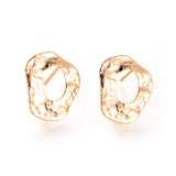 Brass Stud Earring Findings, with Loop, Real 18K Gold Plated, 17.5x14.5mm, Hole: 2.5mm, Pin: 0.7mm, 2pc/Set