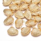 Brass Charms, Shell, Real 18K Gold Plated, 13.5x14.5x5mm, Hole: 1.4mm, 2pc/Set