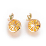 Brass Cubic Zirconia Charms, Lemon, Gold, Real 18K Gold Plated, 11.5x7.5x4.5mm, Hole: 1.2mm, 2pc/Set