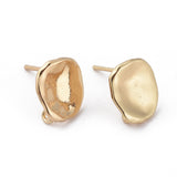 Brass Stud Earring Findings, with Loop, Flat Round, Real 18K Gold Plated, 11.5x10mm, Hole: 1.2mm, Pin: 0.8mm, 2pc/Set