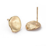 Brass Stud Earring Findings, with Loop, Flat Round, Real 18K Gold Plated, 11.5x10mm, Hole: 1.2mm, Pin: 0.8mm, 2pc/Set