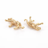 Brass Charms, Nickel Free, Cheetah, Real 18K Gold Plated, 9x16.5x4mm, Hole: 1mm, 2pc/Set