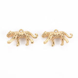 Brass Charms, Nickel Free, Cheetah, Real 18K Gold Plated, 9x16.5x4mm, Hole: 1mm, 2pc/Set