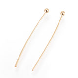 Brass Ball Head Pins, Real 18K Gold Plated, 30x0.6mm, 23 Gauge, Head: 2mm, 20pc/Set