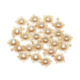 Brass Cubic Zirconia Charms, Flower, Clear, Real 18K Gold Plated, 14.5x12.5x3mm, Hole: 1mm, 2pcs/Set