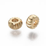 Brass Beads, Nickel Free, Rondelle, Twist, Real 18K Gold Plated, 3x1.5mm, Hole: 1.2mm, 50pc/Set