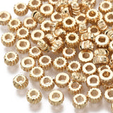 Brass Beads, Nickel Free, Rondelle, Twist, Real 18K Gold Plated, 3x1.5mm, Hole: 1.2mm, 50pc/Set