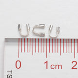 Brass Wire Guardian and Protectors, Silver Color Plated, about 4mm wide, 5mm long, 1mm thick, Hole: 0.5mm, 100pcs/Set