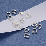 Brass Wire Guardian and Protectors, Silver Color Plated, about 4mm wide, 5mm long, 1mm thick, Hole: 0.5mm, 100pcs/Set