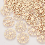 Brass Links connectors, Etched Metal Embellishments, Long-Lasting Plated, Flower of Life, Light Gold, 13x0.3mm, Hole: 1.2mm, 20pcs/Set