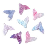 Cellulose Acetate(Resin) Pendants, with Glitter Powder, Rainbow Gradient Mermaid Pearl Style, Mermaid Tail Shape, Mixed Color, 19x19x3mm, Hole: 1.2mm, 20pc/Set