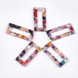 Cellulose Acetate(Resin) Pendants, Rectangle, Colorful, 37x17x2.5mm, Hole: 1.2mm, 2pc/Set