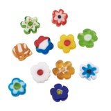 Handmade Millefiori Glass Bead Strands, Flower, Mixed Color, 8~11x3mm, Hole: 1mm, about 50~53pcs/strand, 16 inch