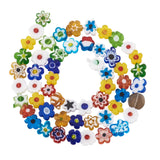 Handmade Millefiori Glass Bead Strands, Flower, Mixed Color, 8~11x3mm, Hole: 1mm, about 50~53pcs/strand, 16 inch