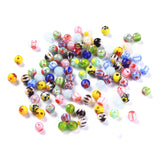 Handmade Millefiori Glass Round Beads, Mixed Color, 4mm, Hole: 1mm, 100pc/Set