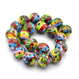 Multi-Color Handmade Lampwork Round Beads, Colorful, 16mm, Hole: 1.2~1.6mm, 2pc/Set