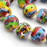 Multi-Color Handmade Lampwork Round Beads, Colorful, 16mm, Hole: 1.2~1.6mm, 2pc/Set