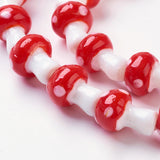 Autumn Theme Handmade Lampwork Beads Strands, Mushroom, Red, 16x12mm, Hole: 1.8mm, about 25pcs/strand, 16 inch