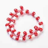 Autumn Theme Handmade Lampwork Beads Strands, Mushroom, Red, 16x12mm, Hole: 1.8mm, about 25pcs/strand, 16 inch