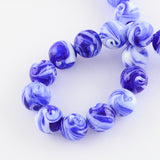 Handmade Lampwork Beads, Round, Blue, 14mm, Hole: 1~2mm, 10pc/Set