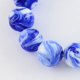 Handmade Lampwork Beads, Round, Blue, 14mm, Hole: 1~2mm, 10pc/Set