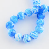 Handmade Lampwork Beads, Round, Deep Sky Blue, 14mm, Hole: 1~2mm, 10pc/Set