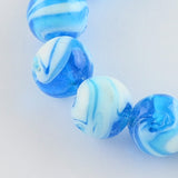 Handmade Lampwork Beads, Round, Deep Sky Blue, 14mm, Hole: 1~2mm, 10pc/Set