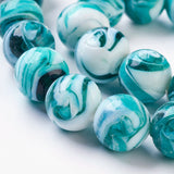 Handmade Lampwork Beads, Round, Dark Cyan, 14mm, Hole: 1~2mm, 10pc/Set