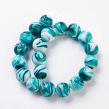 Handmade Lampwork Beads, Round, Dark Cyan, 14mm, Hole: 1~2mm, 10pc/Set