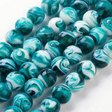 Handmade Lampwork Beads, Round, Dark Cyan, 14mm, Hole: 1~2mm, 10pc/Set