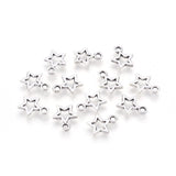 Tibetan Style Alloy Charms, Lead Free, Nickel Free and Cadmium Free, Star, Antique Silver, 10mm wide, 12mm long, hole: 2mm, 100pc/Set