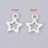 Tibetan Style Alloy Pendants, Lead Free and Cadmium Free, Star, Silver Color Plated, about 10mm wide, 12mm long, hole: 2mm, 100pcs/Set