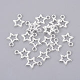 Tibetan Style Alloy Pendants, Lead Free and Cadmium Free, Star, Silver Color Plated, about 10mm wide, 12mm long, hole: 2mm, 100pcs/Set