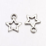 Antique Silver Tibetan Style Star Pendants, Lead Free and Cadmium Free, 10mm wide, 12mm long, hole: 2mm, 100pc/Set