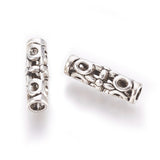 Tibetan Style Alloy Beads, Cadmium Free & Nickel Free & Lead Free, Column, Antique Silver, about 18mm long, 7mm wide, hole: 3mm, 20pc/Set