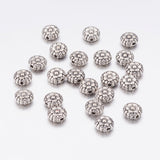 Tibetan Style Alloy Beads, Lead Free & Nickel Free & Cadmium Free, Flower, Great for Mother's Day Gifts making, Antique Silver, about 7.5mm in diameter, 3.5mm thick, hole: 1mm, 50pc/Set